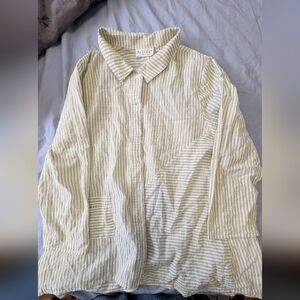 Habitat Green and White Striped Shirt
